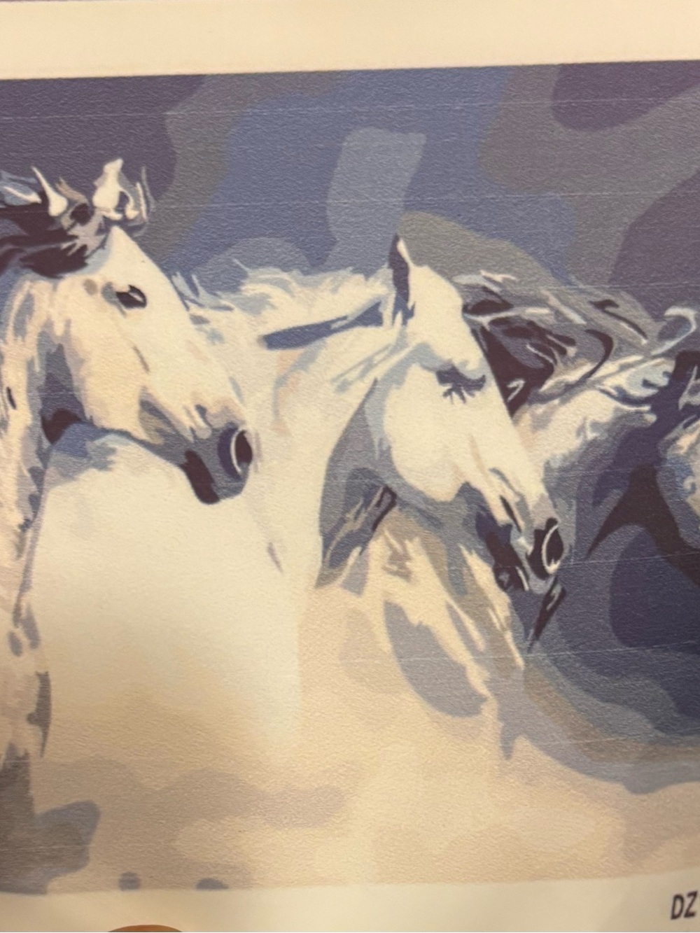 Blue and White Horse paint by numbers Art